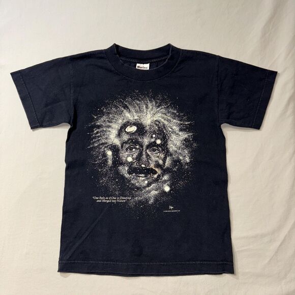 Albert Einstein Graphic T-Shirt Kids 10-12 M Black Science Shirt Engineering Top - Picture 1 of 7